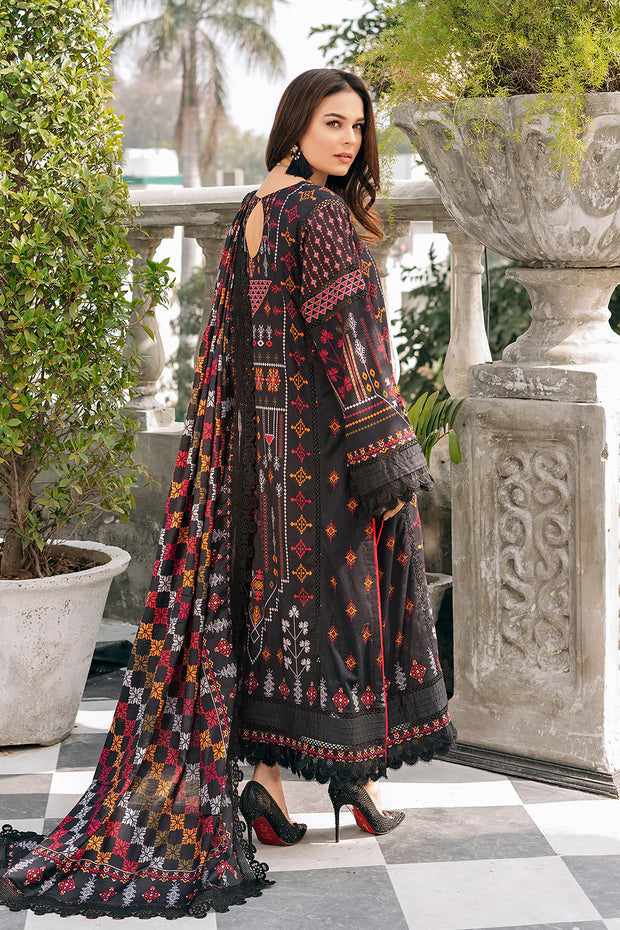 DHANAK-3PC EMBROIDERED SHIRT WITH DIGITAL PRINTED WOOL SHAWL SF-101