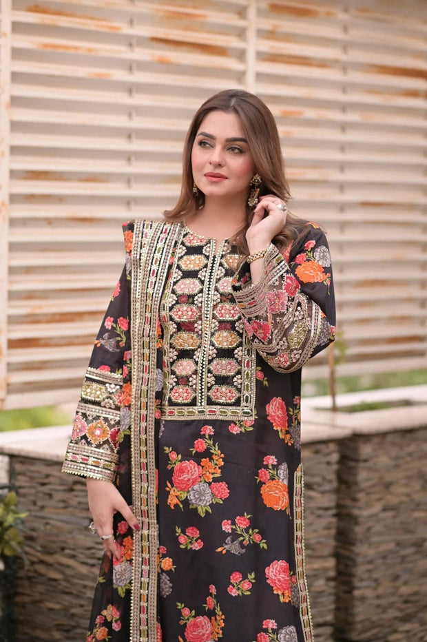 Silk Dress Embroidered 3 Piece Unstitched KD-11