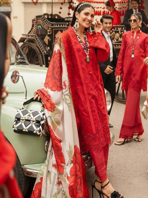 Dhanak-3PC Embroidered Shirt With Digital Printed Wool Shawl-     SF-109