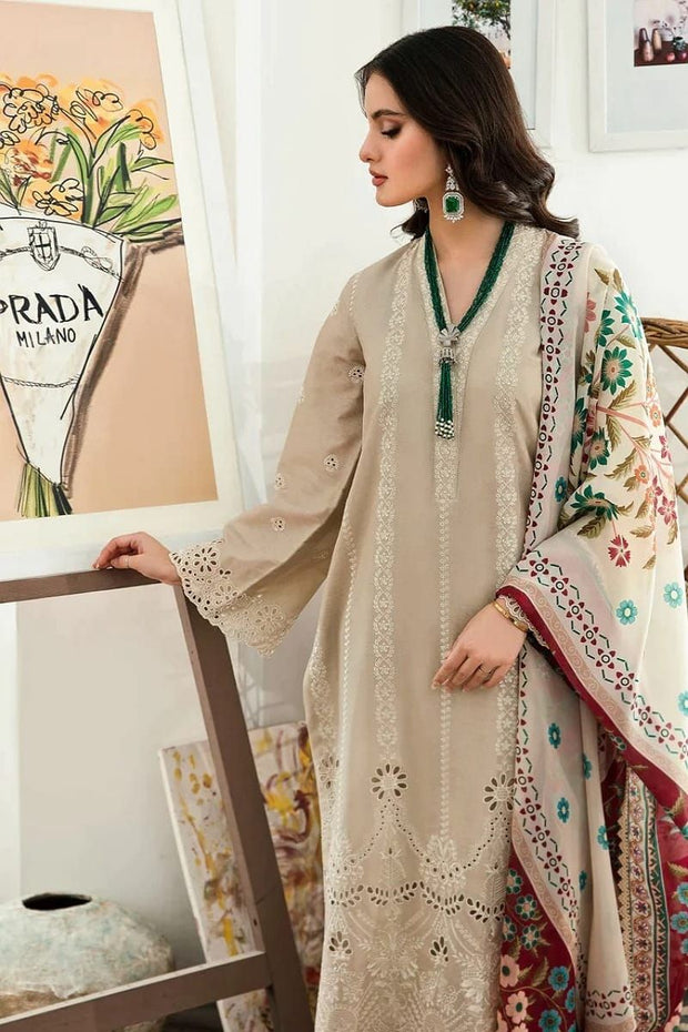 Dhanak 3PC Embroidered With Printed Pashmina Wool Shawl SF-132