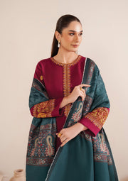 Dhanak 3PC Embroidered With Full Embroidered Shawl SF-118