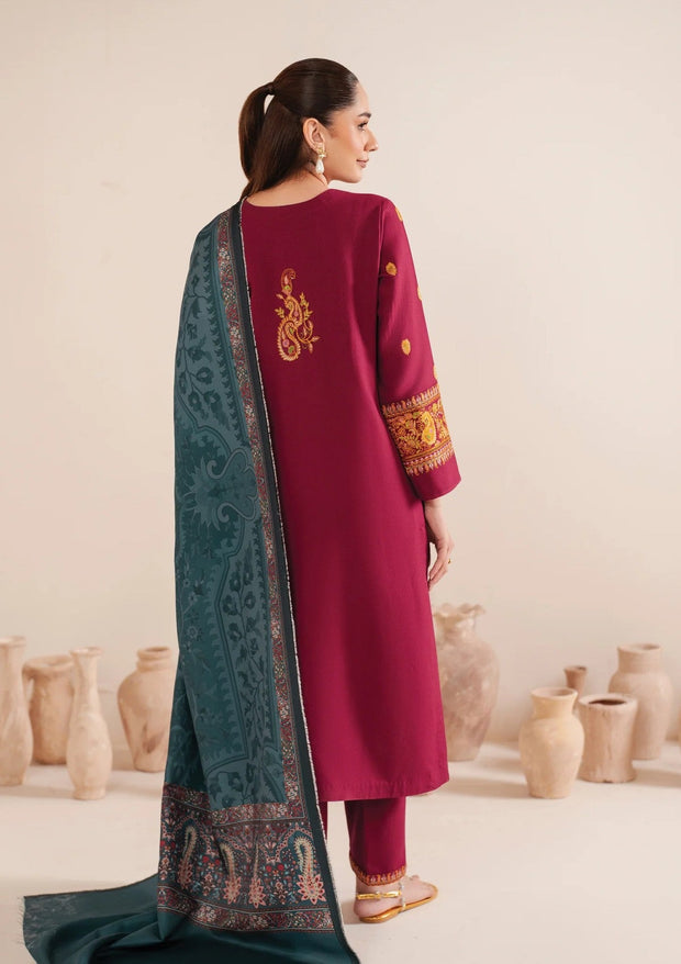 Dhanak 3PC Embroidered With Full Embroidered Shawl SF-118