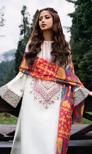 Dhanak 3PC Embroidered With Dhanak Shawl SF-131