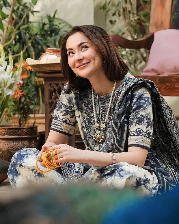 3PC-Printed & EMBROIDERY Lawn Shirt With Voile Printed Dupatta-1542