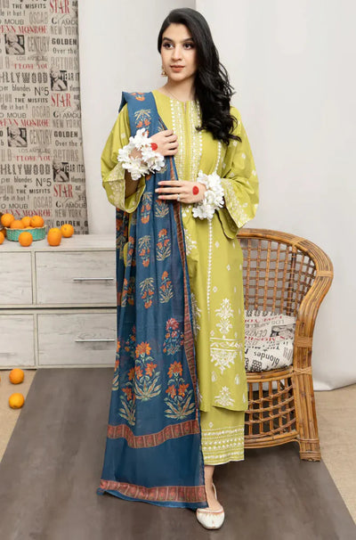 URGE Dhanak 3PC Embroidered With Digital Printed Shawl SF-110