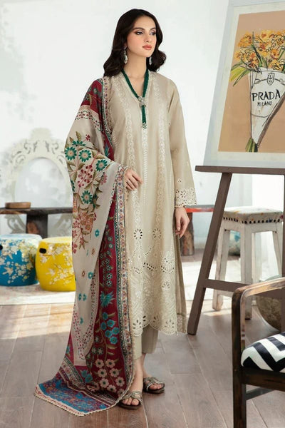 Dhanak 3PC Embroidered With Printed Pashmina Wool Shawl SF-132