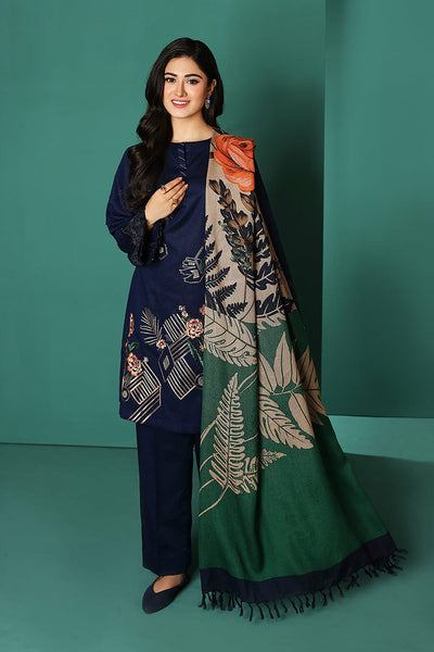 Dhanak 3PC Embroidered Shirt With Digital printed wool shawl SF-135