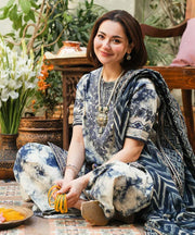 3PC-Printed & EMBROIDERY Lawn Shirt With Voile Printed Dupatta-1542