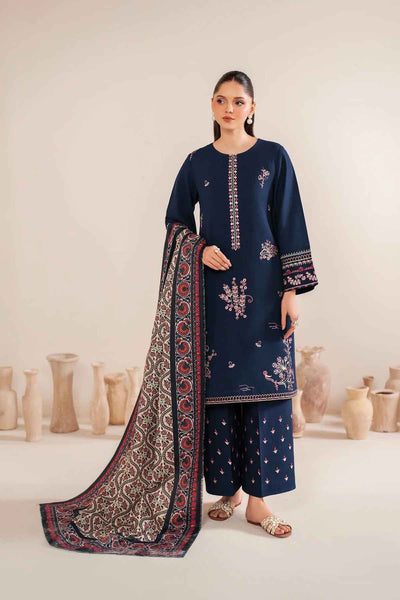 Dhanak 3PC Embroidered Shirt With Digital printed wool shawl SF-137