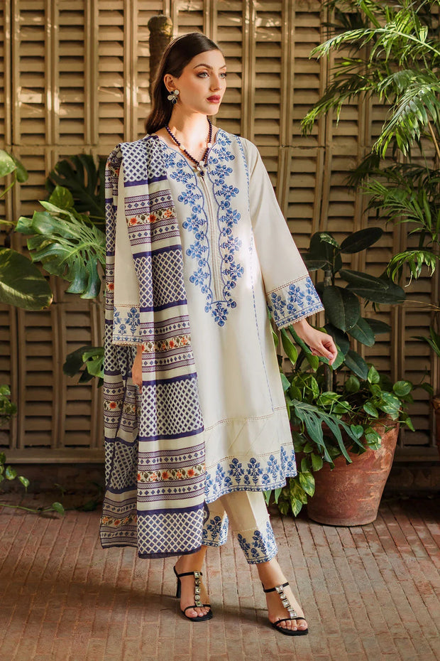 Dhanak 3PC Embroidered With Full Embroidered Shawl SF-130
