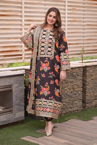Silk Dress Embroidered 3 Piece Unstitched KD-11