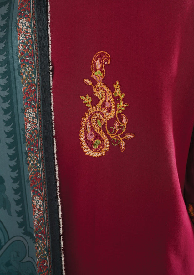 Dhanak 3PC Embroidered With Full Embroidered Shawl SF-118