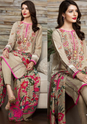 Dhanak 3PC Embroidered With Printed Pashmina Wool Shawl SF-133