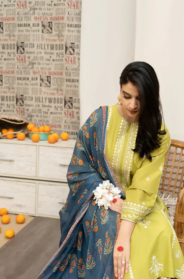 URGE Dhanak 3PC Embroidered With Digital Printed Shawl SF-110