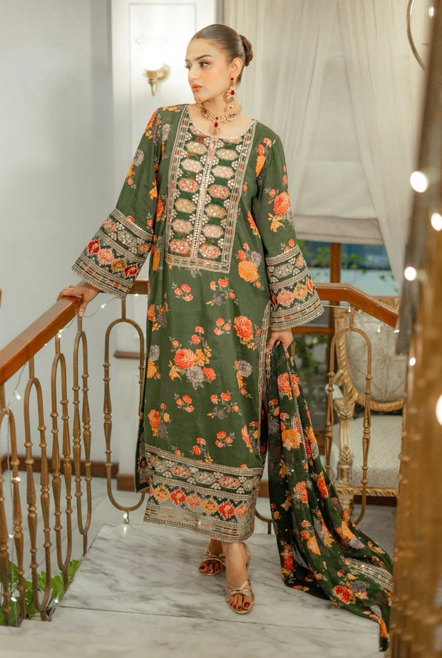 Silk Dress Embroidered 3 Piece Unstitched KD-10