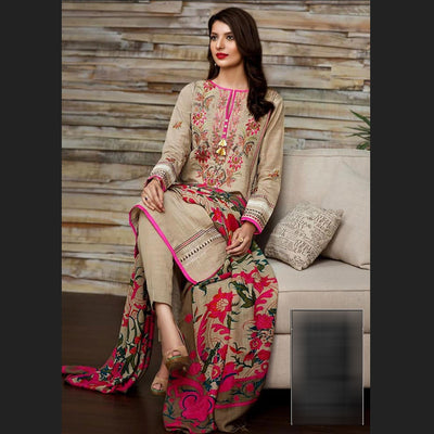 Dhanak 3PC Embroidered With Printed Pashmina Wool Shawl SF-133
