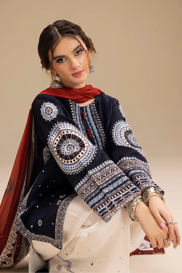 UNSTITCHED 3PC DHANAK EMBROIDERED SUIT-PK-5730