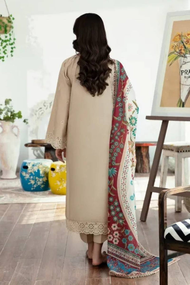 Dhanak 3PC Embroidered With Printed Pashmina Wool Shawl SF-132