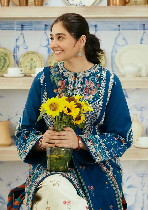 Dhanak-3PC Embroidered Shirt With Digital Printed Wool Shawl     SF-108