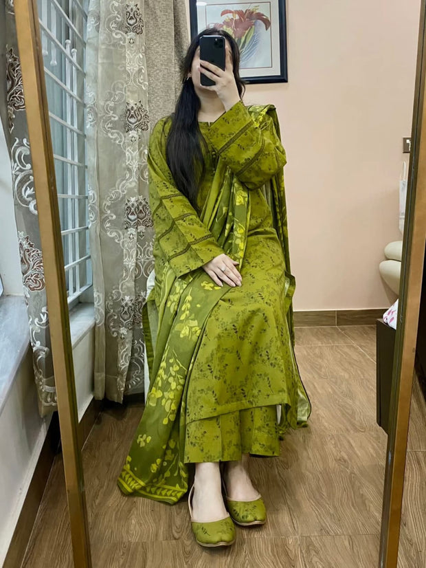 3PC-PRINTED & EMBROIDERY LAWN SHIRT WITH VOILE PRINTED DUPATTA
 KD002