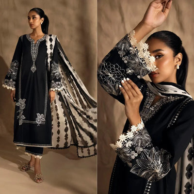 DHANAK-3PC EMBROIDERED SHIRT WITH DIGITAL PRINTED WOOL SHAWL SF-102
