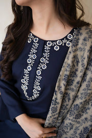 DHANAK-3PC EMBROIDERED SHIRT WITH DIGITAL PRINTED WOOL SHAWL SF-105