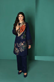 Dhanak 3PC Embroidered Shirt With Digital printed wool shawl SF-135
